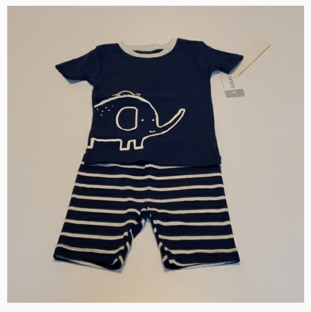 Carter's 3T Two Piece Set Navy Blue. Gray & White